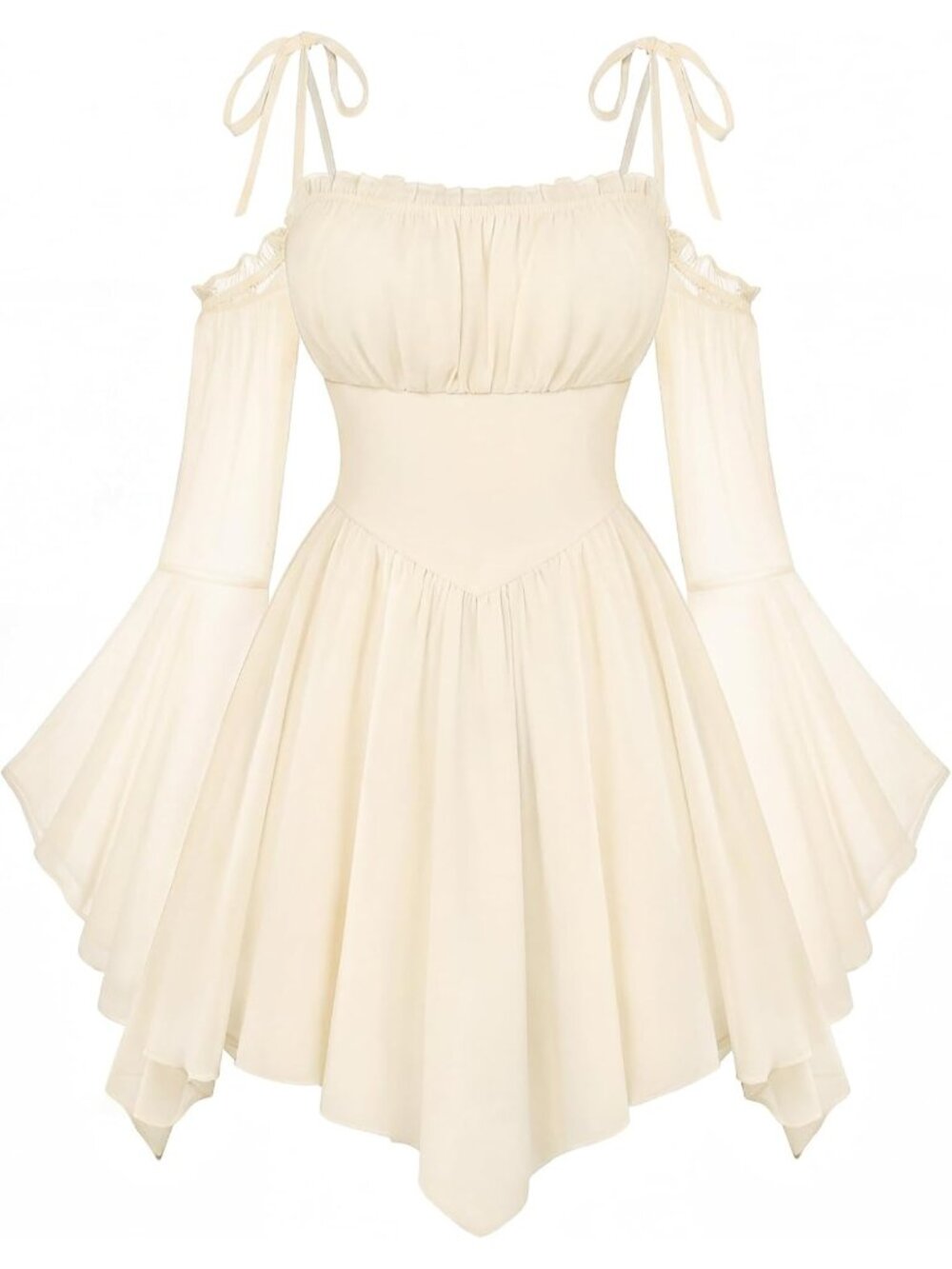 Women's Apricot Off Shoulder Fairy A LINE Boho Corset With Pockets Dress